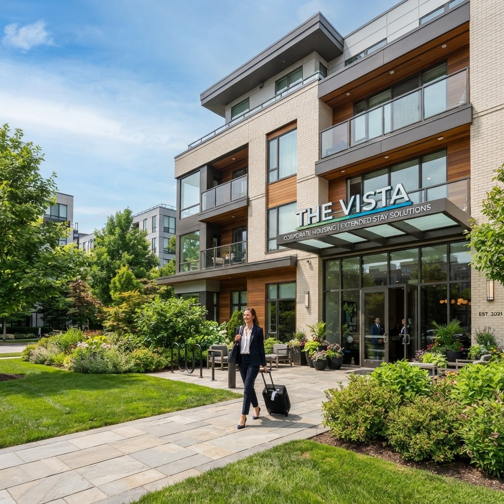 Modern corporate housing exterior